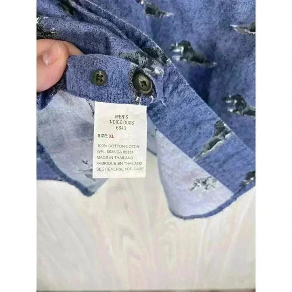Woolrich Button Shirt Mens XL Blue Bird Dog Hunting Labrador Retriever Outdoor - Picture 5 of 9